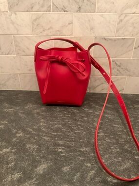 Mansur Gavriel Mini Mini Leather Bucket Bag with Bow Accent,